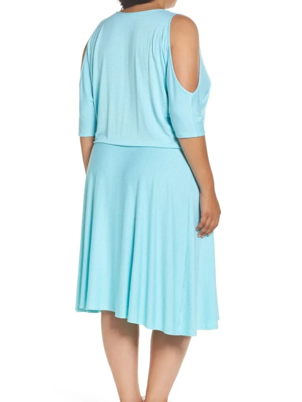 Three Dots New Dress Cold Shoulder Stripe A-Line Women's 3X Made in USA - Picture 2 of 12